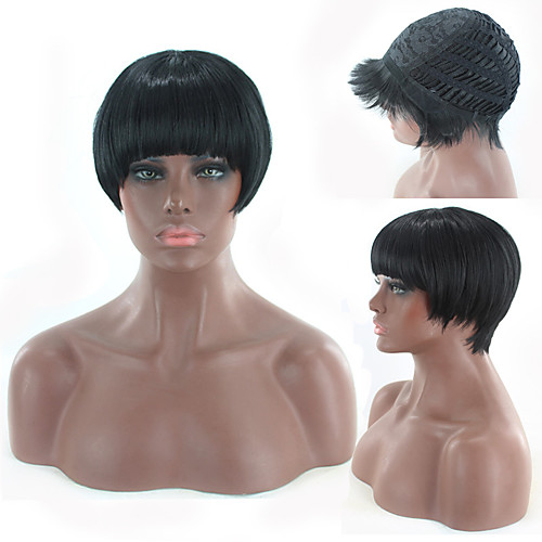 Synthetic Wig Straight kinky Straight Asymmetrical Wig Short Natural Black Synthetic Hair 5 inch Women's Best Quality Black
Synthetic Wig Straight kinky Straight Asymmetrical Wig Short Natural Black Synthetic Hair 5 inch Women's Best Quality Black