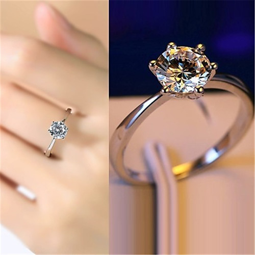 

Women's Ring AAA Cubic Zirconia 1pc Silver Platinum Plated Alloy Stylish Daily Jewelry Cute