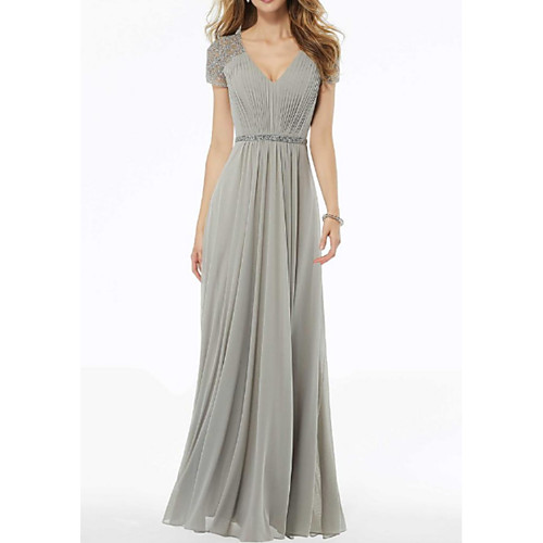A-Line Mother of the Bride Dress Elegant V Neck Floor Length Chiffon Lace Short Sleeve with Lace Beading 2021
A-Line Mother of the Bride Dress Elegant V Neck Floor Length Chiffon Lace Short Sleeve with Lace Beading 2021