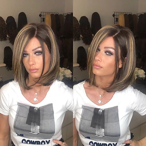 Synthetic Wig kinky Straight Asymmetrical Wig Short Brown / Black Synthetic Hair 12 inch Women's Middle Part Brown
Synthetic Wig kinky Straight Asymmetrical Wig Short Brown / Black Synthetic Hair 12 inch Women's Middle Part Brown