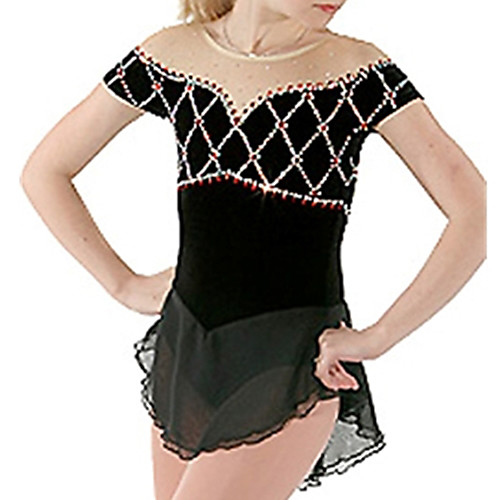 Figure Skating Dress Women's Girls' Ice Skating Dress Black Spandex High Elasticity Training Competition Skating Wear Handmade Patchwork Crystal / Rhinestone Half-Sleeve Ice Skating Figure Skating
Figure Skating Dress Women's Girls' Ice Skating Dress Black Spandex High Elasticity Training Competition Skating Wear Handmade Patchwork Crystal / Rhinestone Half-Sleeve Ice Skating Figure Skating