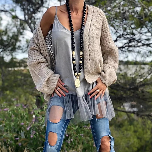Women's Solid Colored Cardigan Long Sleeve Sweater Cardigans V Neck Black Yellow Khaki
Women's Solid Colored Cardigan Long Sleeve Sweater Cardigans V Neck Black Yellow Khaki