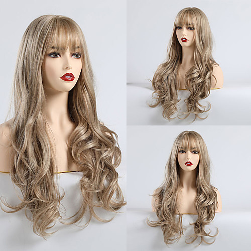 Synthetic Wig Matte Body Wave Lily Neat Bang Wig Long Light Brown Synthetic Hair 24 inch Women's Fashionable Design Comfortable Light Brown
Synthetic Wig Matte Body Wave Lily Neat Bang Wig Long Light Brown Synthetic Hair 24 inch Women's Fashionable Design Comfortable Light Brown