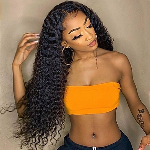 Human Hair Lace Front Wig Free Part style Brazilian Hair Curly Black Wig 130% Density with Baby Hair Natural Hairline For Black Women 100% Virgin 100% Hand Tied Women's Long Human Hair Lace Wig
Human Hair Lace Front Wig Free Part style Brazilian Hair Curly Black Wig 130% Density with Baby Hair Natural Hairline For Black Women 100% Virgin 100% Hand Tied Women's Long Human Hair Lace Wig
