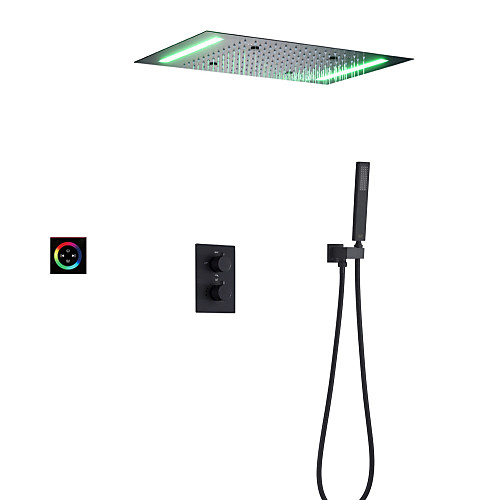 Thermostatic Shower Faucet Set - Handshower Included LED Rain Shower Contemporary Chrome Wall Mounted Brass Valve Bath Shower Mixer Taps
Thermostatic Shower Faucet Set - Handshower Included LED Rain Shower Contemporary Chrome Wall Mounted Brass Valve Bath Shower Mixer Taps