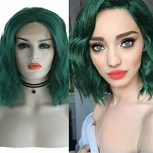 Synthetic Lace Front Wig Wavy Loose Wave Middle Part Lace Front Wig Short Green Synthetic Hair 10-16 inch Women's Cosplay Soft Adjustable Green
Synthetic Lace Front Wig Wavy Loose Wave Middle Part Lace Front Wig Short Green Synthetic Hair 10-16 inch Women's Cosplay Soft Adjustable Green