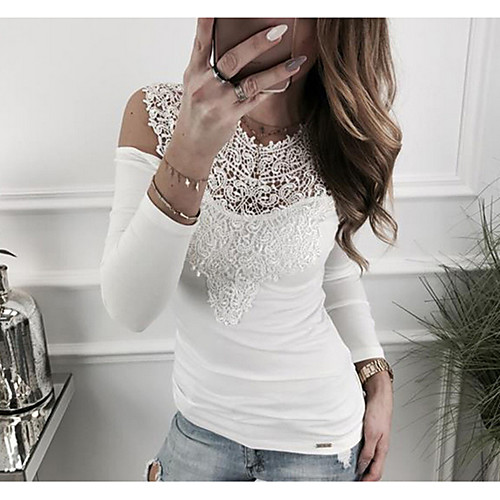 Women's T shirt Solid Colored Long Sleeve Round Neck Tops Basic Top White Black Blushing Pink
Women's T shirt Solid Colored Long Sleeve Round Neck Tops Basic Top White Black Blushing Pink