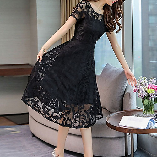 Women's Swing Dress Short Mini Dress - Short Sleeve Solid Colored Elegant Slim Black Blue Red M L XL XXL XXXL
Women's Swing Dress Short Mini Dress - Short Sleeve Solid Colored Elegant Slim Black Blue Red M L XL XXL XXXL