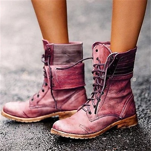 Women's Boots Combat Boots Flat Heel Round Toe Mid Calf Boots Casual Vintage Daily PU Solid Colored Winter Red Blue Brown / Mid-Calf Boots
Women's Boots Combat Boots Flat Heel Round Toe Mid Calf Boots Casual Vintage Daily PU Solid Colored Winter Red Blue Brown / Mid-Calf Boots
