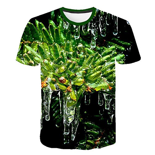 Men's 3D Print T-shirt Daily Round Neck Green / Short Sleeve 
Men's 3D Print T-shirt Daily Round Neck Green / Short Sleeve