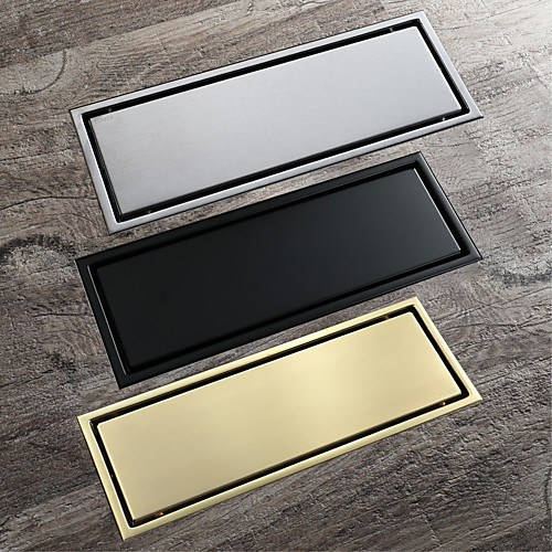 

Insert Tile 30x11cm Stainless Steel Rectangle Floor Drain Bathroom Anti Odor Drain Brushed / Black / Brushed Gold