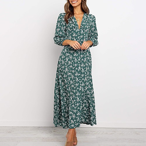Women's Swing Dress Midi Dress Blue Green Long Sleeve Print V Neck Hot S M L XL
Women's Swing Dress Midi Dress Blue Green Long Sleeve Print V Neck Hot S M L XL