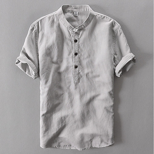 Men's Solid Colored Shirt - Linen Daily Round Neck White / Blue / Green / Navy Blue / Gray / Short Sleeve
Men's Solid Colored Shirt - Linen Daily Round Neck White / Blue / Green / Navy Blue / Gray / Short Sleeve