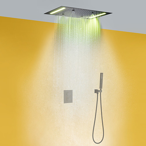 Thermostatic Shower Faucet Set - Handshower Included LED Rain Shower Contemporary Chrome Wall Mounted Brass Valve Bath Shower Mixer Taps
Thermostatic Shower Faucet Set - Handshower Included LED Rain Shower Contemporary Chrome Wall Mounted Brass Valve Bath Shower Mixer Taps