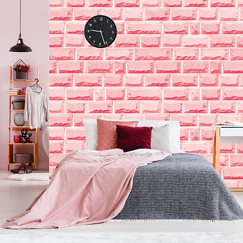 

Pink Brick Self Adhesive Wallpaper 3D Waterproof Home Decor Wallpapers for Living Room Decorative Wall Stickers 45CM100CM