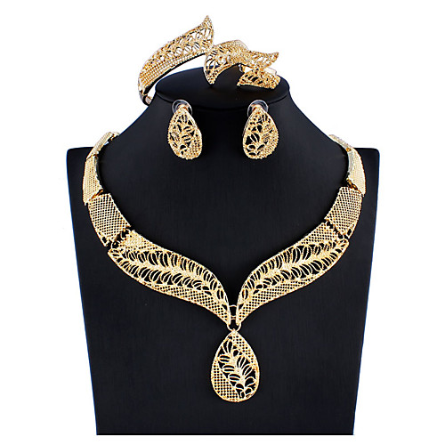 Women's Gold Hoop Earrings Necklace Bracelet Classic Leaf Stylish Basic Earrings Jewelry Gold For Party Wedding Engagement Four-piece Suit / Bridal Jewelry Sets / Open Ring
Women's Gold Hoop Earrings Necklace Bracelet Classic Leaf Stylish Basic Earrings Jewelry Gold For Party Wedding Engagement Four-piece Suit / Bridal Jewelry Sets / Open Ring
