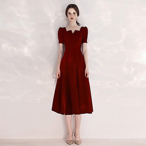 A-Line Minimalist Cocktail Party Prom Dress Scoop Neck Short Sleeve Tea Length Velvet with Pleats 2021
A-Line Minimalist Cocktail Party Prom Dress Scoop Neck Short Sleeve Tea Length Velvet with Pleats 2021