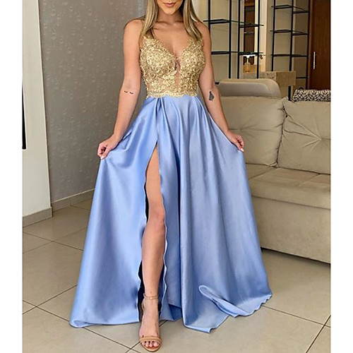 A-Line Prom Formal Evening Dress V Neck Sleeveless Floor Length Charmeuse Polyester with Sequin Split 2021
A-Line Prom Formal Evening Dress V Neck Sleeveless Floor Length Charmeuse Polyester with Sequin Split 2021