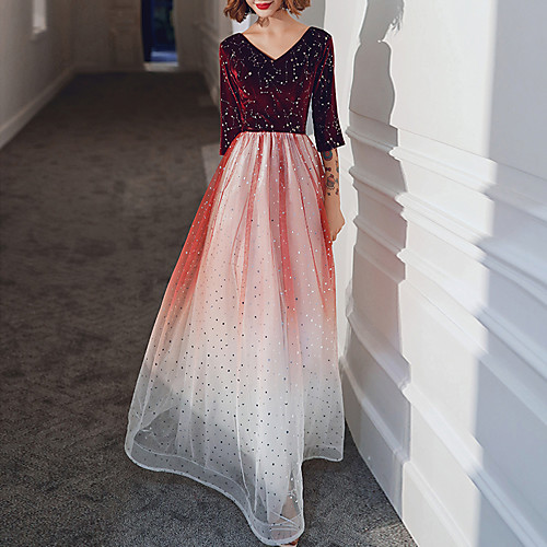 A-Line Glittering Prom Formal Evening Dress V Neck Half Sleeve Floor Length Tulle Velvet with Sequin 2021
A-Line Glittering Prom Formal Evening Dress V Neck Half Sleeve Floor Length Tulle Velvet with Sequin 2021
