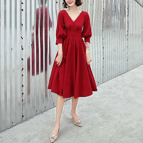 A-Line Minimalist Party Wear Cocktail Party Dress V Neck Half Sleeve Knee Length Spandex with Buttons 2021
A-Line Minimalist Party Wear Cocktail Party Dress V Neck Half Sleeve Knee Length Spandex with Buttons 2021