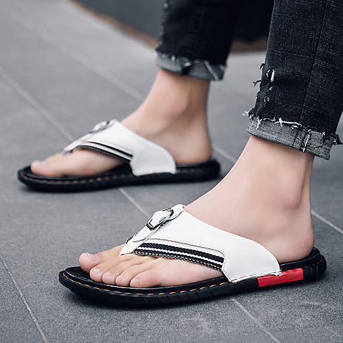 Men's Leather Spring & Summer Classic / British Slippers & Flip-Flops Walking Shoes Breathable White / Black / Dark Blue
Men's Leather Spring & Summer Classic / British Slippers & Flip-Flops Walking Shoes Breathable White / Black / Dark Blue