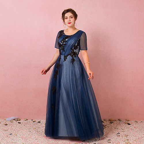 A-Line Plus Size Prom Formal Evening Dress Jewel Neck Short Sleeve Floor Length Satin Tulle with Pleats Appliques 2021
A-Line Plus Size Prom Formal Evening Dress Jewel Neck Short Sleeve Floor Length Satin Tulle with Pleats Appliques 2021