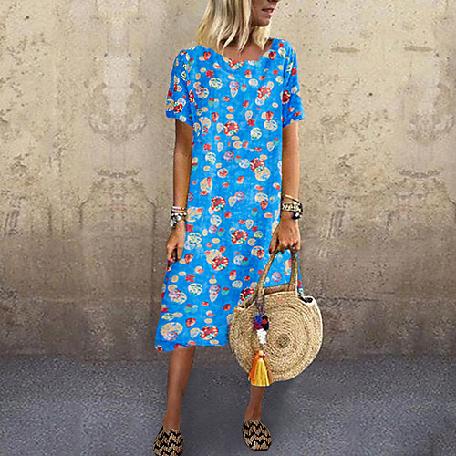 Women's Loose Blue Red Green Short Sleeves Floral Print Spring & Summer Round Neck M L XL XXL
Women's Loose Blue Red Green Short Sleeves Floral Print Spring & Summer Round Neck M L XL XXL