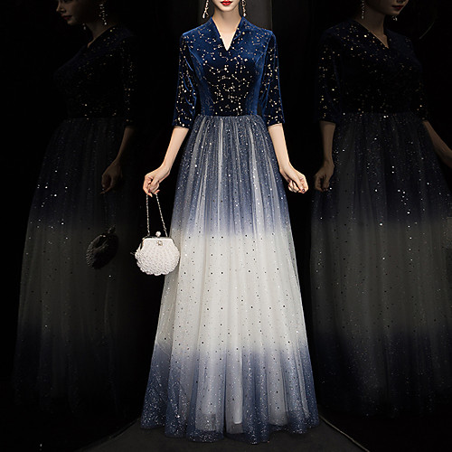 A-Line Glittering Party Wear Formal Evening Dress V Neck Half Sleeve Floor Length Tulle Velvet with Sequin 2021
A-Line Glittering Party Wear Formal Evening Dress V Neck Half Sleeve Floor Length Tulle Velvet with Sequin 2021