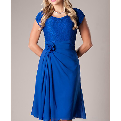 Sheath / Column Mother of the Bride Dress Elegant Bateau Neck Knee Length Polyester Short Sleeve with Sash / Ribbon 2021
Sheath / Column Mother of the Bride Dress Elegant Bateau Neck Knee Length Polyester Short Sleeve with Sash / Ribbon 2021