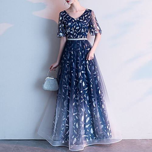 A-Line Color Block Prom Formal Evening Dress V Neck Short Sleeve Floor Length Tulle with Crystals Embroidery 2021
A-Line Color Block Prom Formal Evening Dress V Neck Short Sleeve Floor Length Tulle with Crystals Embroidery 2021
