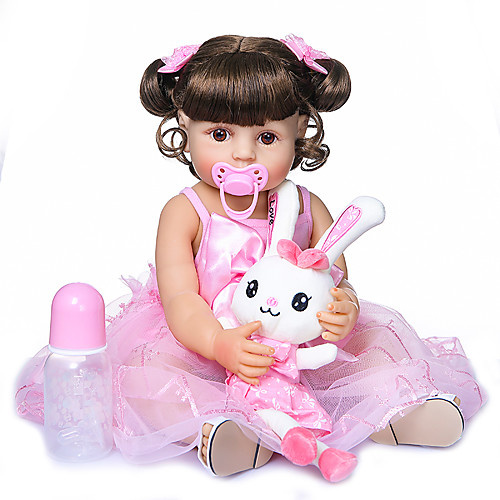

22 inch Reborn Doll Baby Baby Girl lifelike Gift Artificial Implantation Brown Eyes Full Body Silicone Silicone Silica Gel with Clothes and Accessories for Girls' Birthday and Festival Gifts