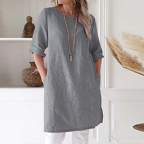 Women's Loose Short Mini Dress Blushing Pink Gray Light Blue Half Sleeve Solid Color Round Neck S M L XL XXL
Women's Loose Short Mini Dress Blushing Pink Gray Light Blue Half Sleeve Solid Color Round Neck S M L XL XXL