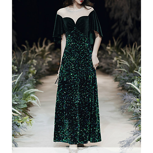 A-Line Sparkle Prom Formal Evening Dress Jewel Neck Short Sleeve Floor Length Lace Sequined Velvet with Sequin 2021
A-Line Sparkle Prom Formal Evening Dress Jewel Neck Short Sleeve Floor Length Lace Sequined Velvet with Sequin 2021