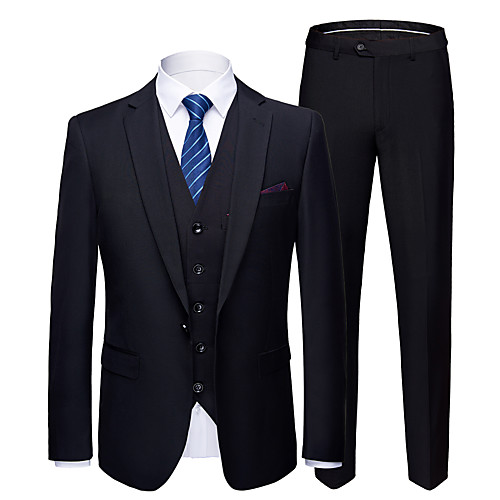 

Tuxedos Tailored Fit Slim Notch Single Breasted One-button Polyester Solid Colored / British / Fashion