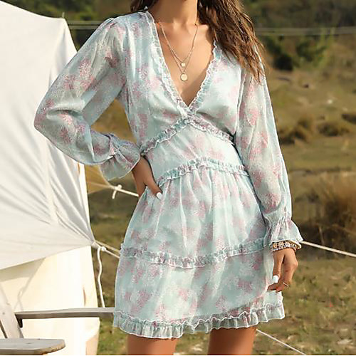 Women's Chiffon Dress Short Mini Dress White Blue Blushing Pink Green Long Sleeve Print Deep V S M L XL
Women's Chiffon Dress Short Mini Dress White Blue Blushing Pink Green Long Sleeve Print Deep V S M L XL