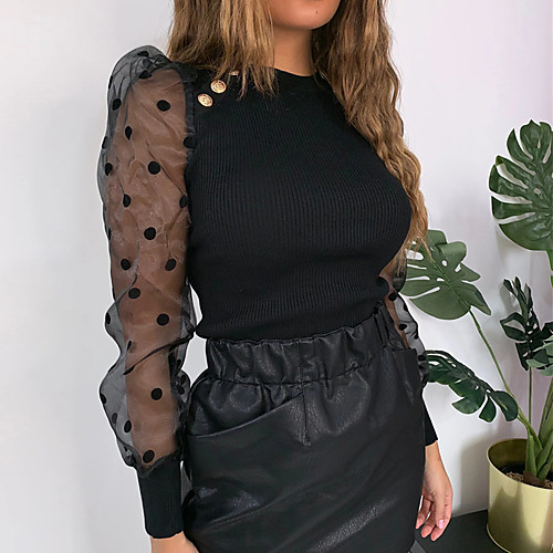 Women's Polka Dot Mesh Slim Blouse Basic Sexy Daily Black / Red / Green / Gray
Women's Polka Dot Mesh Slim Blouse Basic Sexy Daily Black / Red / Green / Gray