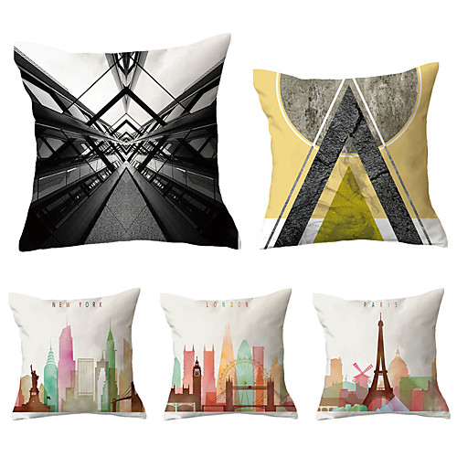 Set of 5 Polyester Pillow Cover, Geometric Pattern Architecture Vintage Pastoral Square Traditional Classic Throw Pillow
Set of 5 Polyester Pillow Cover, Geometric Pattern Architecture Vintage Pastoral Square Traditional Classic Throw Pillow