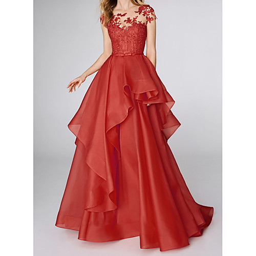 Ball Gown Elegant Wedding Guest Prom Dress Illusion Neck Sleeveless Sweep / Brush Train Polyester with Tier Appliques 2021
Ball Gown Elegant Wedding Guest Prom Dress Illusion Neck Sleeveless Sweep / Brush Train Polyester with Tier Appliques 2021