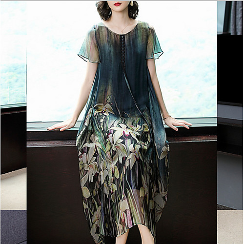 Women's Shift Dress Maxi long Dress - Short Sleeves Print Loose Green M L XL XXL XXXL
Women's Shift Dress Maxi long Dress - Short Sleeves Print Loose Green M L XL XXL XXXL