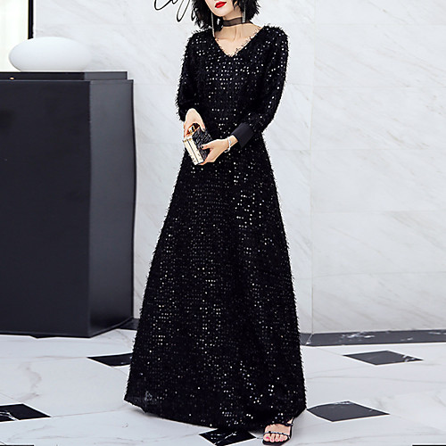 A-Line Glittering Party Wear Formal Evening Dress V Neck Long Sleeve Floor Length Spandex Sequined with Sequin 2021
A-Line Glittering Party Wear Formal Evening Dress V Neck Long Sleeve Floor Length Spandex Sequined with Sequin 2021