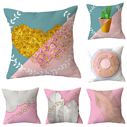 Set of 6 Polyester Pillow Cover, Geometric Lines / Waves Simple Vintage Square Traditional Classic Throw Pillow
Set of 6 Polyester Pillow Cover, Geometric Lines / Waves Simple Vintage Square Traditional Classic Throw Pillow