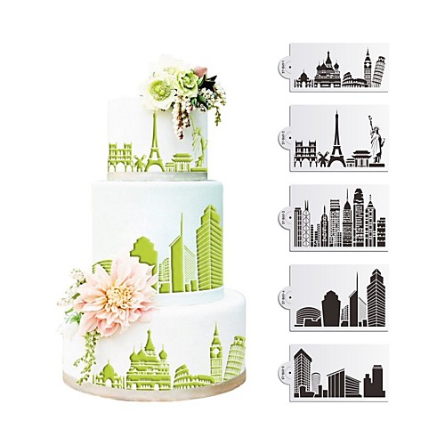 5Pcs City Tales Cake Fondant Decorating Plastic Cake Stencil Wedding Cake Decoration
5Pcs City Tales Cake Fondant Decorating Plastic Cake Stencil Wedding Cake Decoration