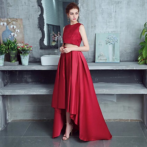 Two Piece Cut Out Party Wear Prom Dress Jewel Neck Sleeveless Asymmetrical Lace Polyester with Pleats 2021
Two Piece Cut Out Party Wear Prom Dress Jewel Neck Sleeveless Asymmetrical Lace Polyester with Pleats 2021
