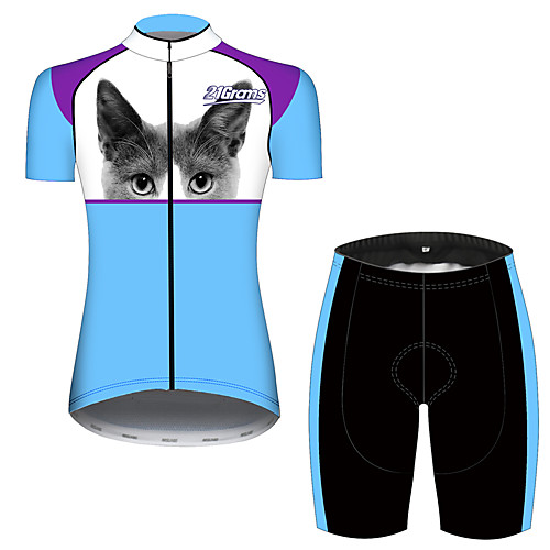 21Grams Women's Short Sleeve Cycling Jersey with Shorts Spandex Polyester Blue / White Cat Animal Bike Clothing Suit Breathable 3D Pad Quick Dry Ultraviolet Resistant Sweat-wicking Sports Cat
21Grams Women's Short Sleeve Cycling Jersey with Shorts Spandex Polyester Blue / White Cat Animal Bike Clothing Suit Breathable 3D Pad Quick Dry Ultraviolet Resistant Sweat-wicking Sports Cat