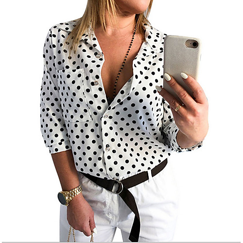Women's Polka Dot Shirt Daily Shirt Collar Wine / White / Black
Women's Polka Dot Shirt Daily Shirt Collar Wine / White / Black