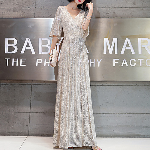 A-Line Glittering Elegant Prom Formal Evening Dress V Neck Half Sleeve Floor Length Sequined with Sequin Ruffles 2021
A-Line Glittering Elegant Prom Formal Evening Dress V Neck Half Sleeve Floor Length Sequined with Sequin Ruffles 2021
