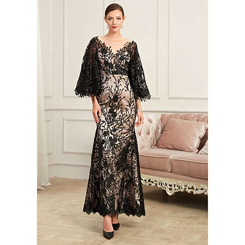 Sheath / Column Sexy Party Wear Formal Evening Dress V Neck Half Sleeve Floor Length Lace Tulle with Beading Appliques 2021
Sheath / Column Sexy Party Wear Formal Evening Dress V Neck Half Sleeve Floor Length Lace Tulle with Beading Appliques 2021