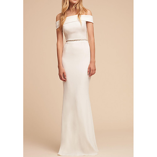 Sheath / Column White Elegant Engagement Formal Evening Dress Off Shoulder Sleeveless Floor Length Polyester with Sleek Beading 2021
Sheath / Column White Elegant Engagement Formal Evening Dress Off Shoulder Sleeveless Floor Length Polyester with Sleek Beading 2021