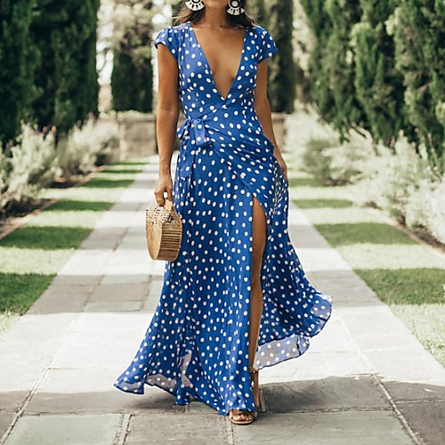 Women's Swing Dress Maxi long Dress Blue Short Sleeve Polka Dot Deep V M L XL XXL
Women's Swing Dress Maxi long Dress Blue Short Sleeve Polka Dot Deep V M L XL XXL