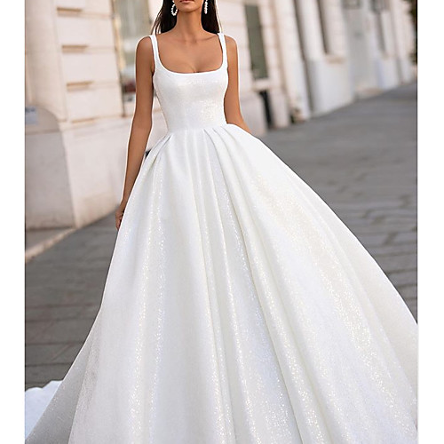 A-Line Wedding Dresses Scoop Neck Sweep / Brush Train Satin Sleeveless Country Plus Size with Draping 2021
A-Line Wedding Dresses Scoop Neck Sweep / Brush Train Satin Sleeveless Country Plus Size with Draping 2021